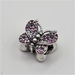 Pandora S925 ALE Sterling Silver Dazzling Pink CZ Butterfly Charm 797882NCCMX